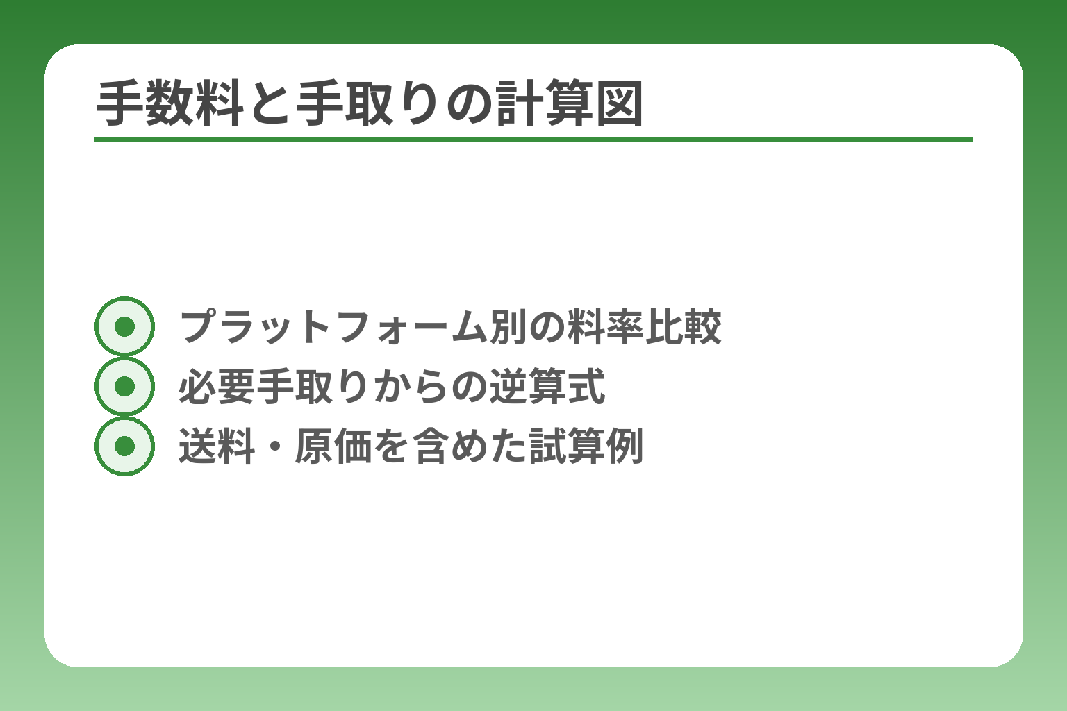 手数料と手取りの計算図