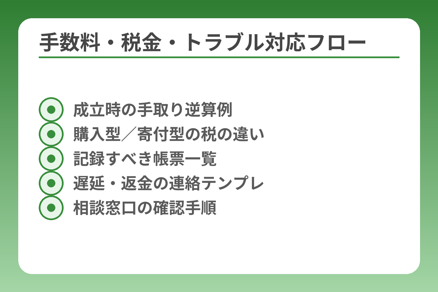 手数料・税金・トラブル対応フロー