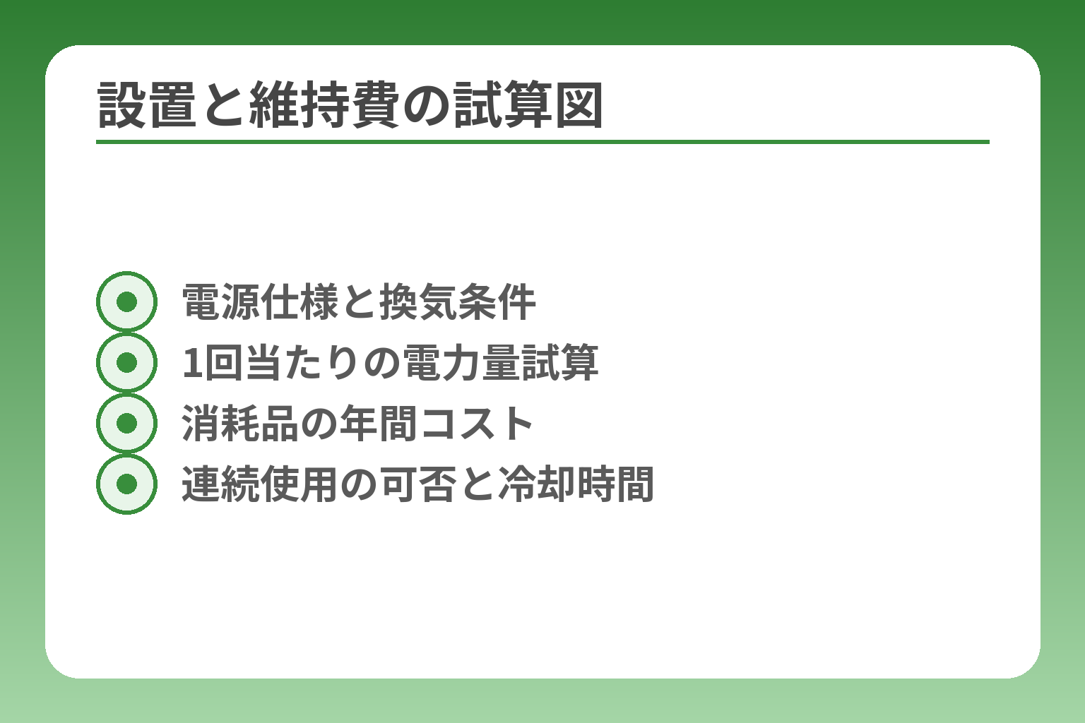 設置と維持費の試算図