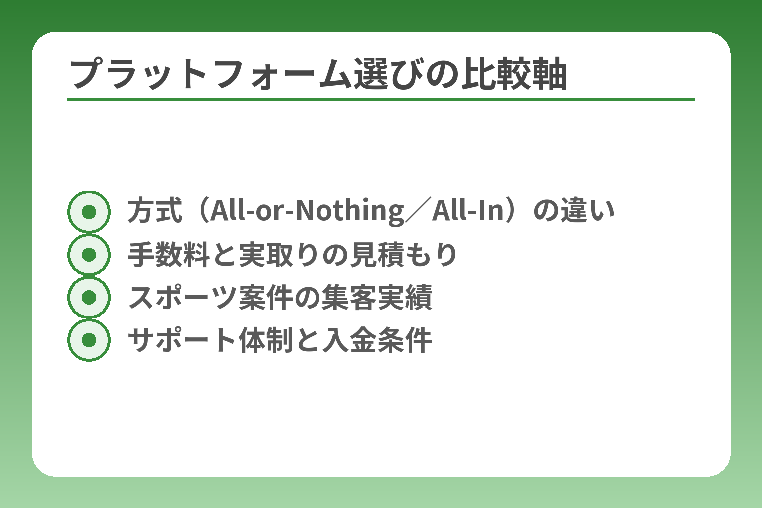 プラットフォーム選びの比較軸