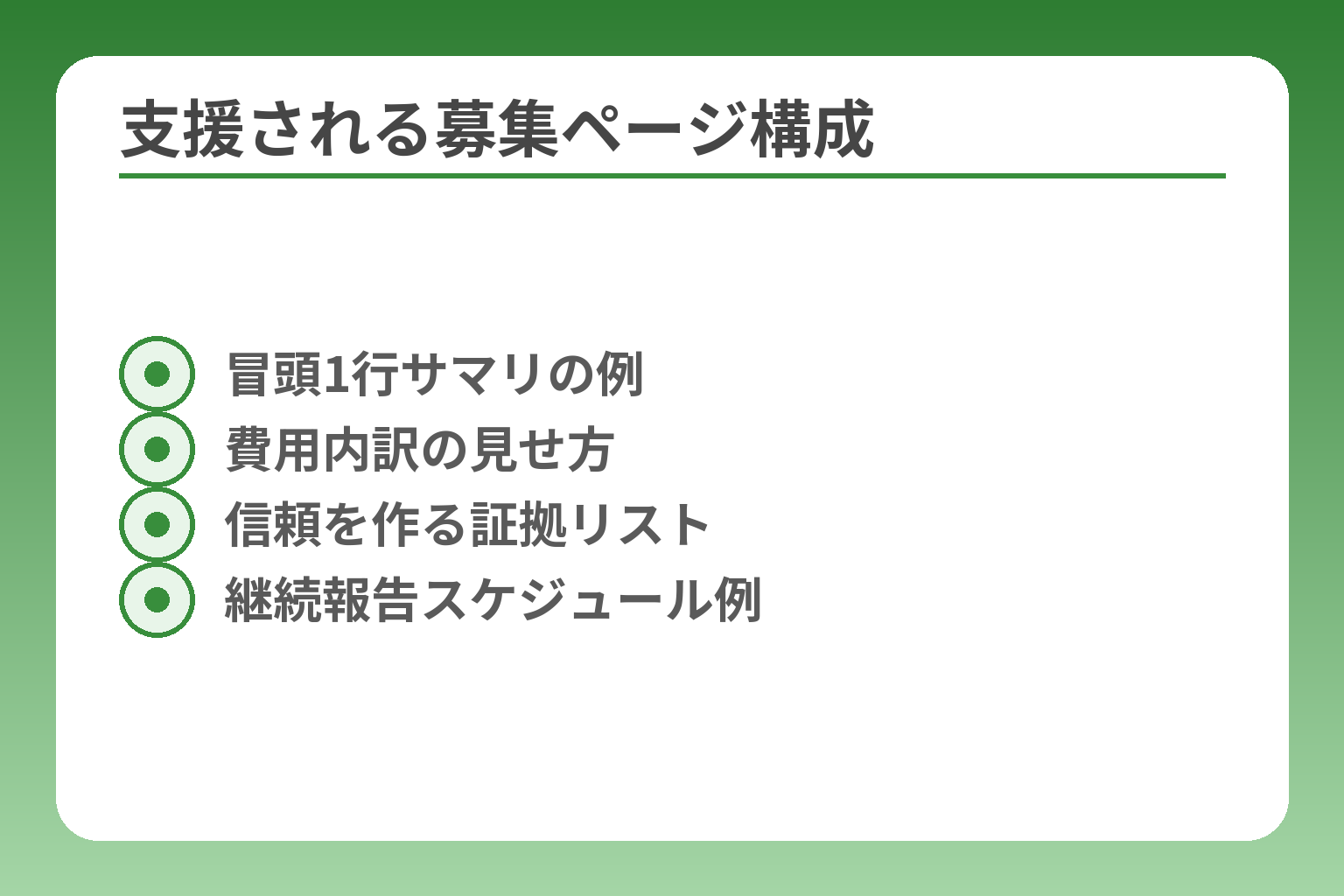 支援される募集ページ構成