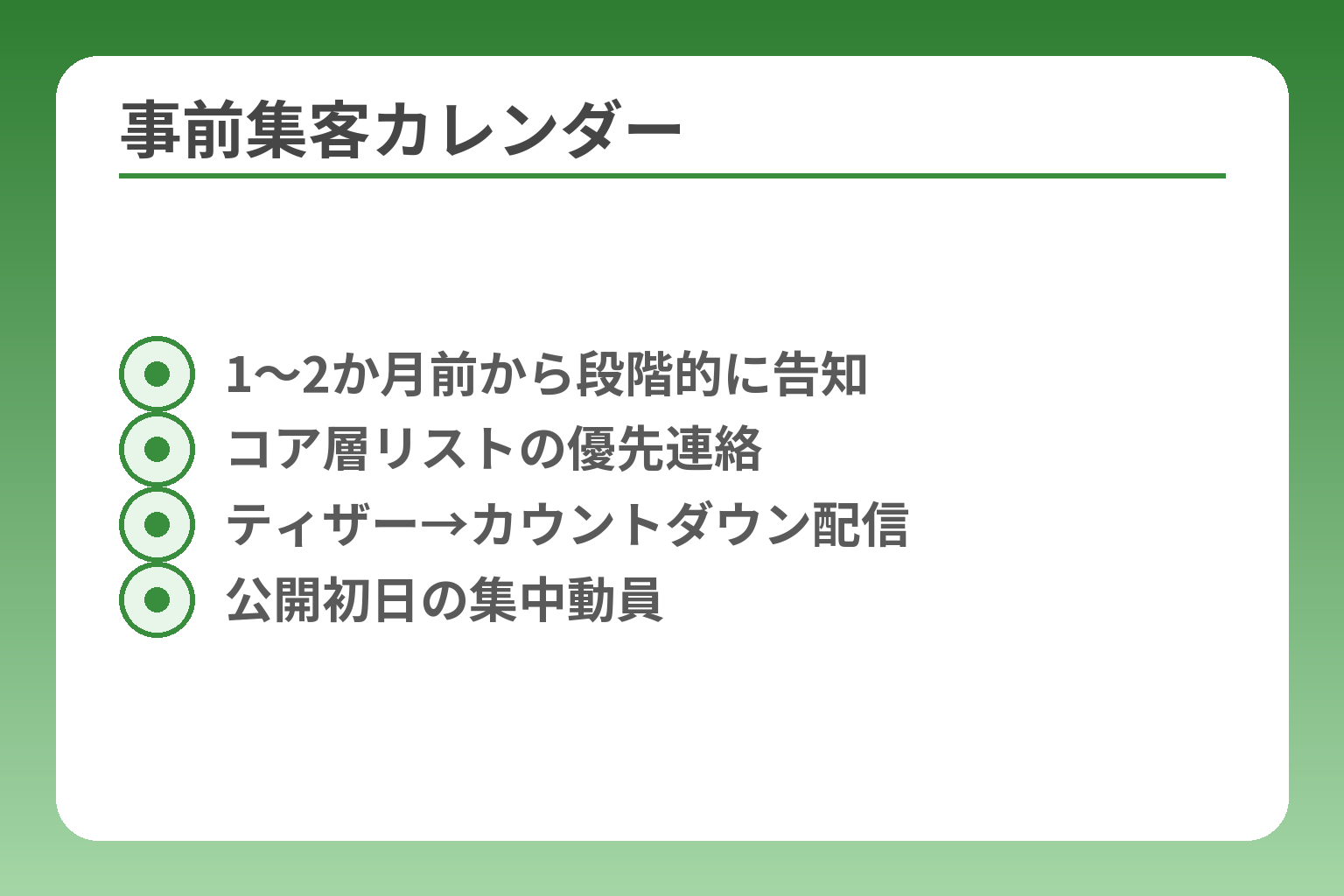 事前集客カレンダー
