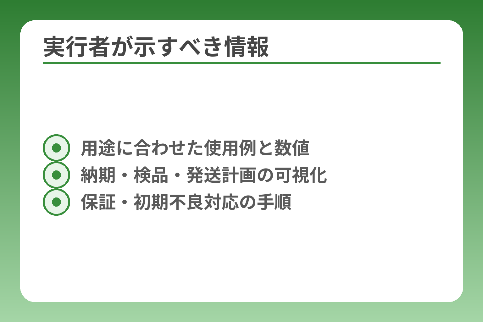 実行者が示すべき情報