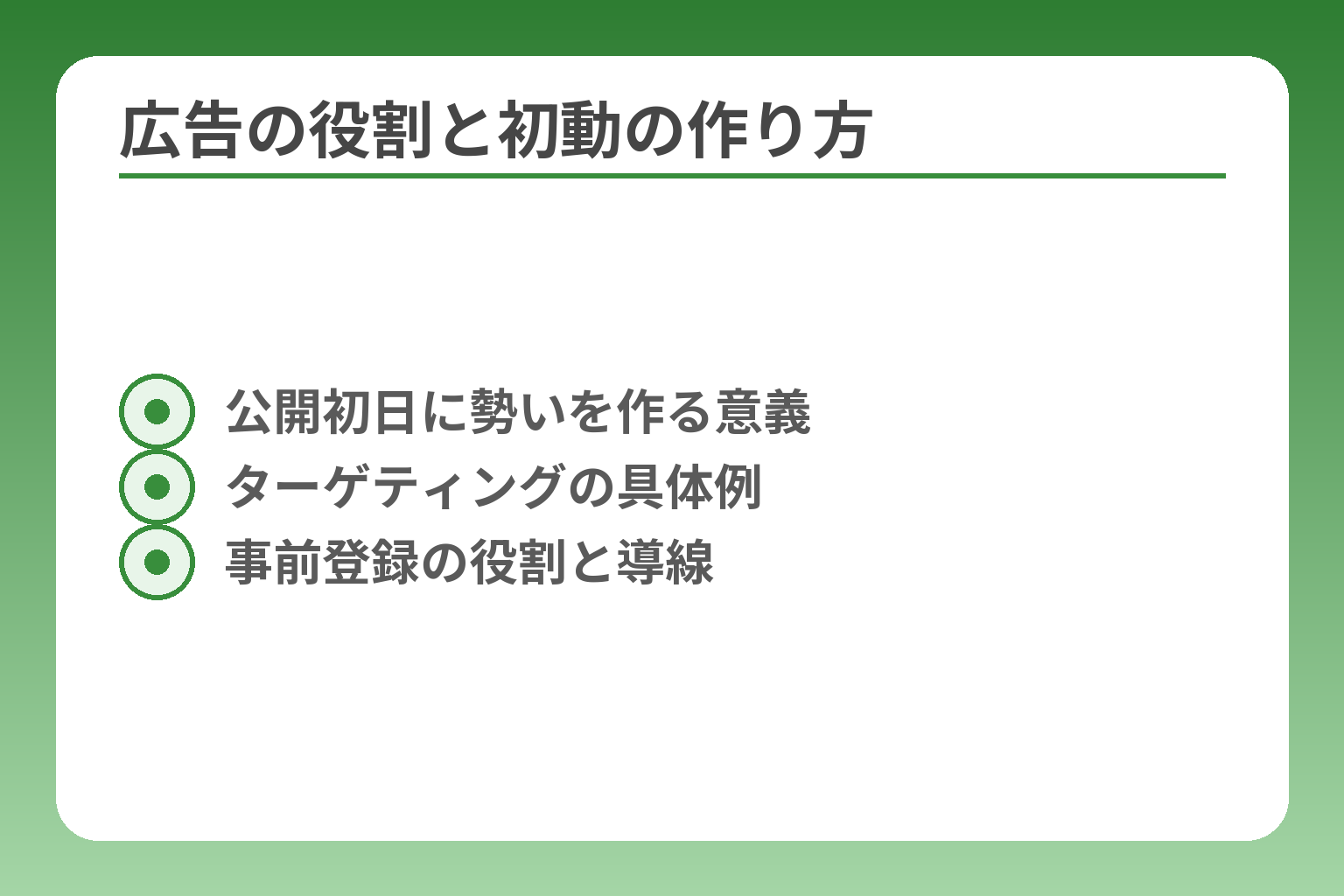 広告の役割と初動の作り方