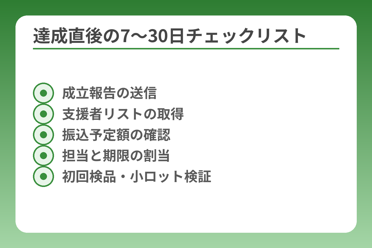 達成直後の7〜30日チェックリスト