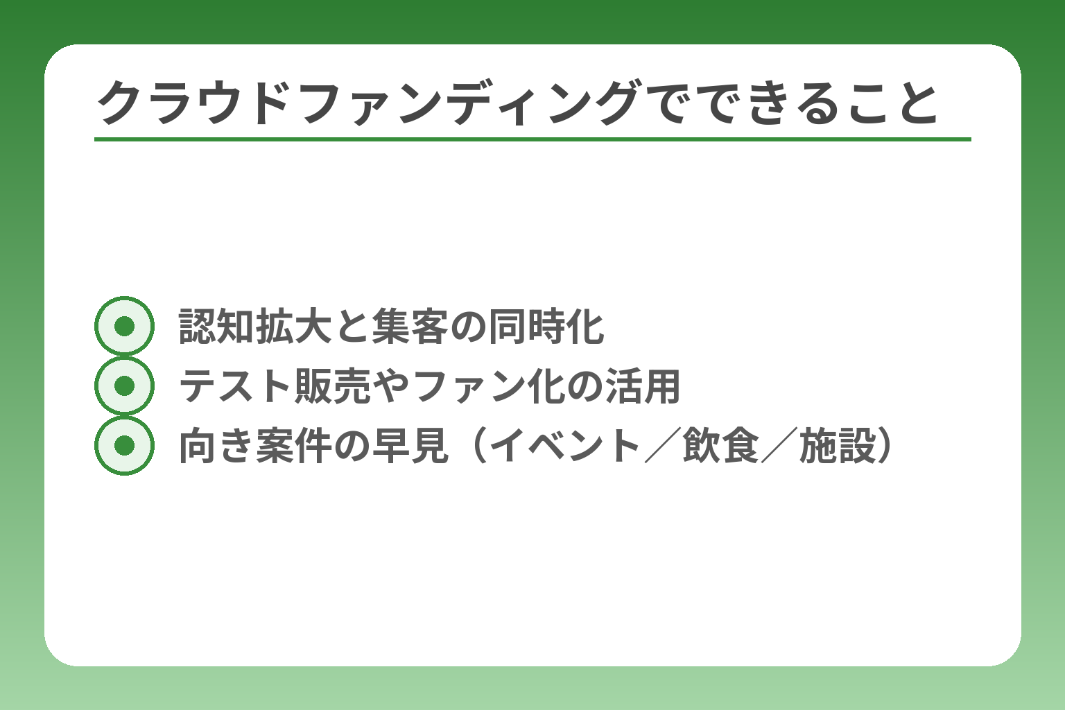 クラウドファンディングでできること