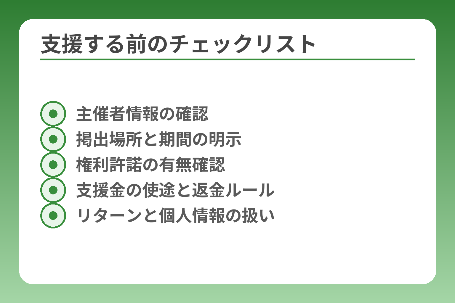 支援する前のチェックリスト