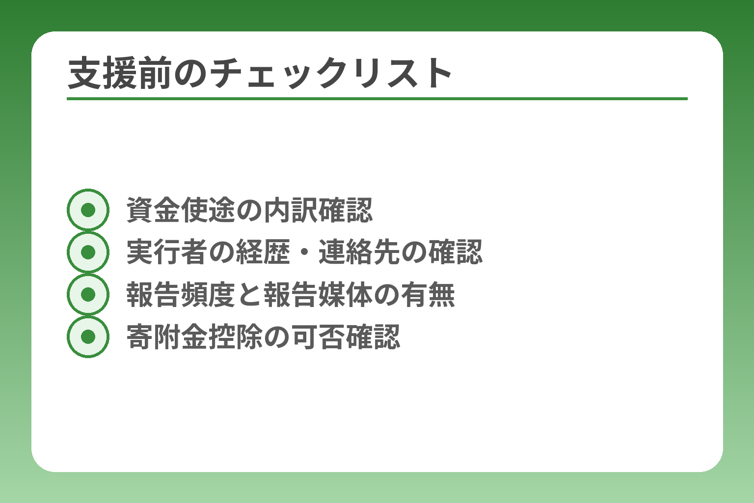 支援前のチェックリスト