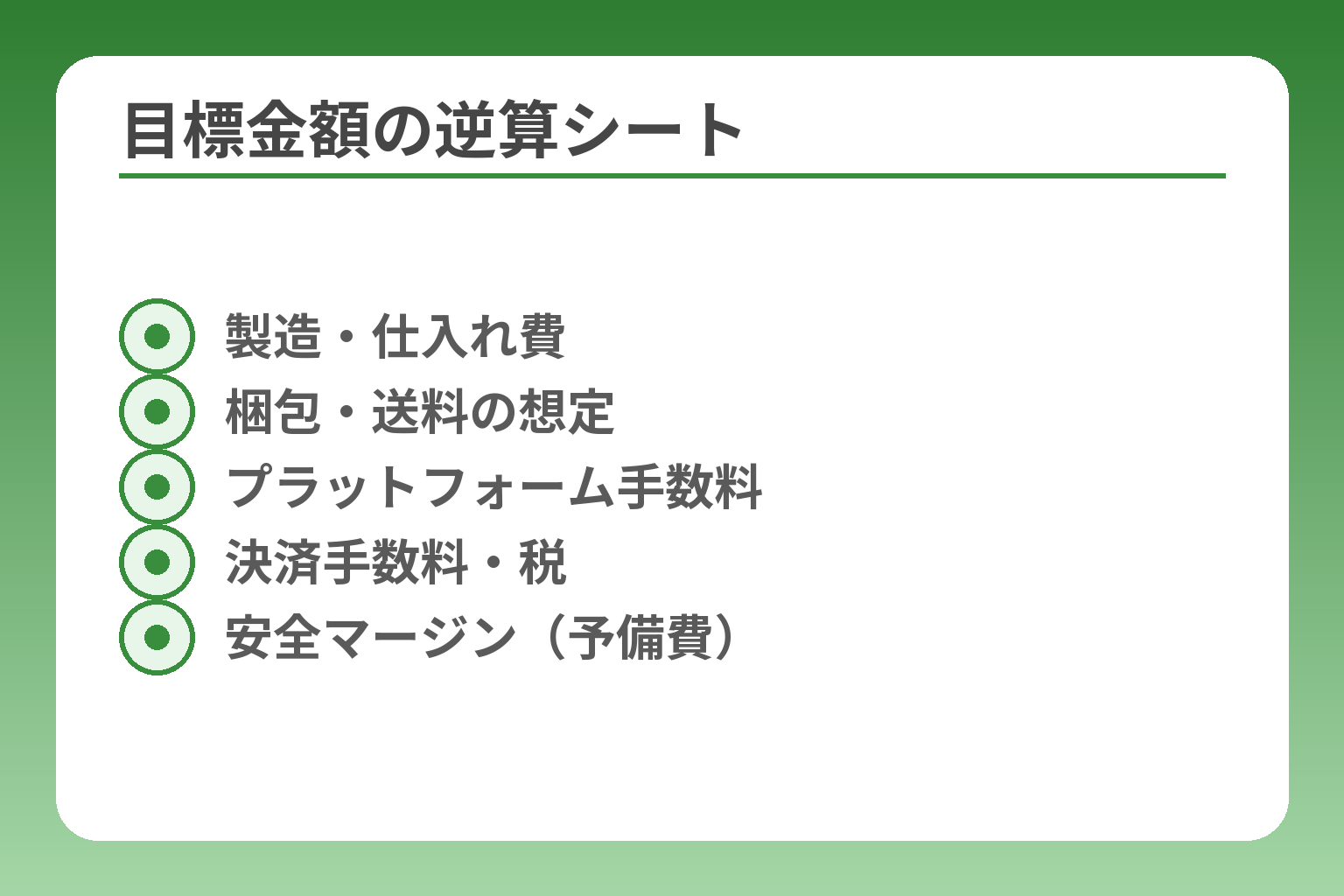 目標金額の逆算シート