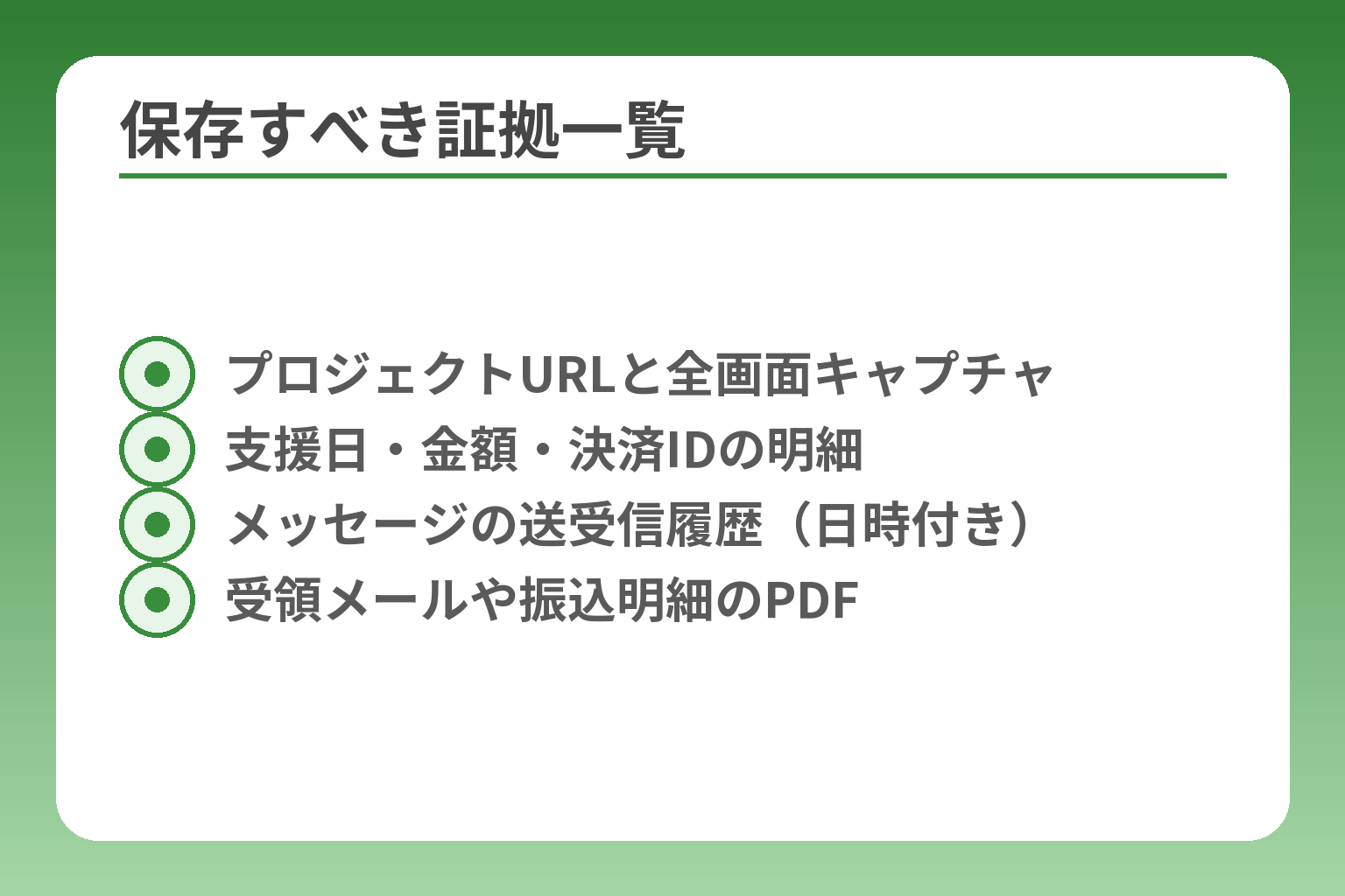 保存すべき証拠一覧