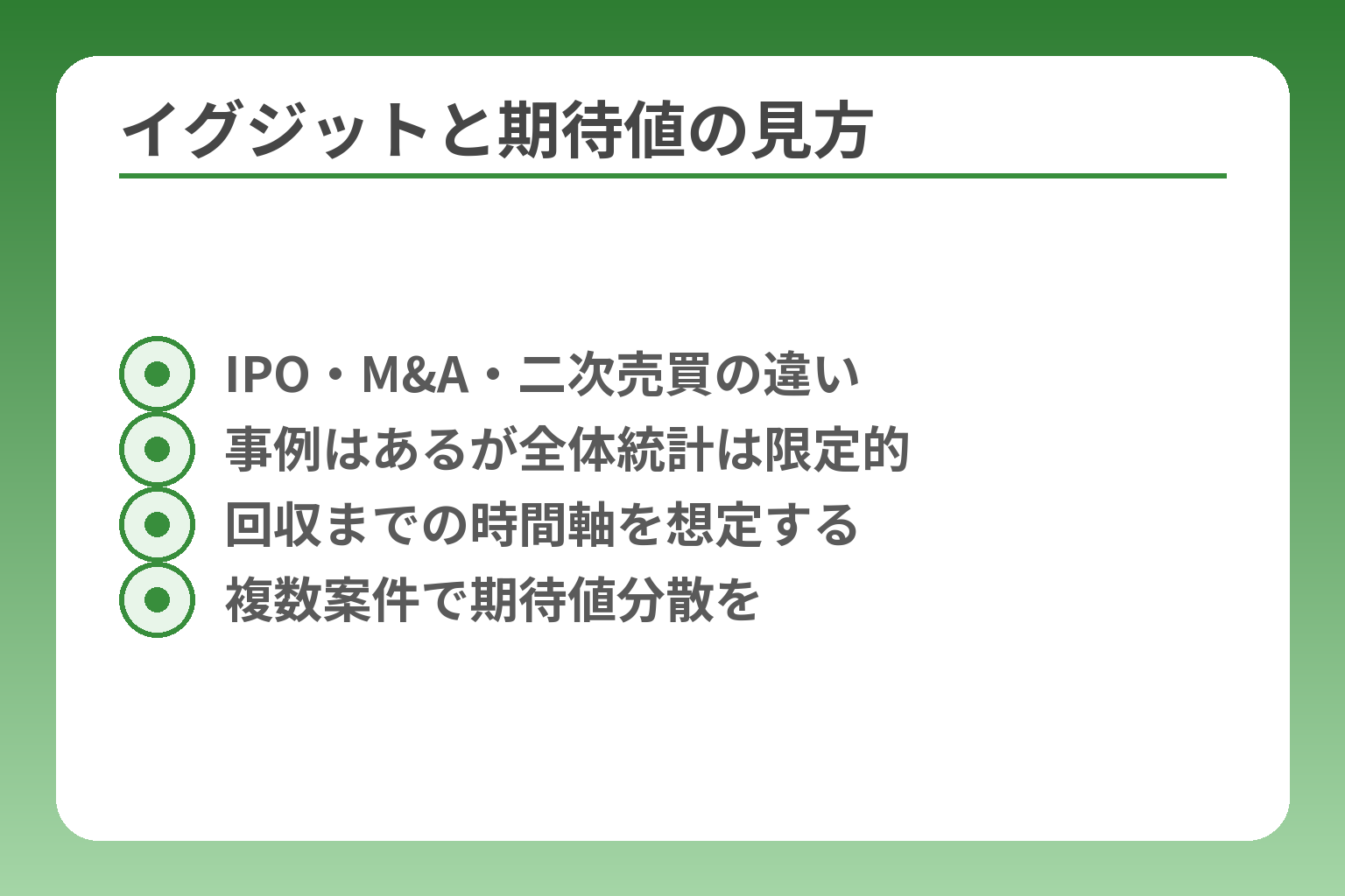 イグジットと期待値の見方