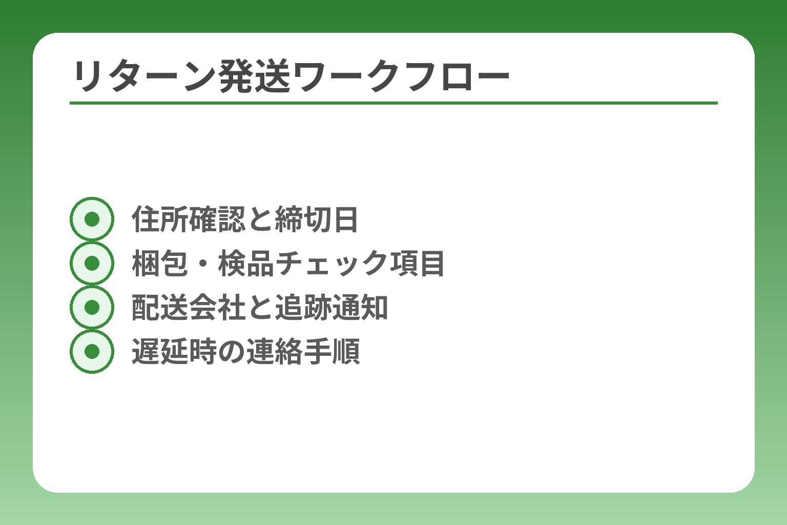 リターン発送ワークフロー