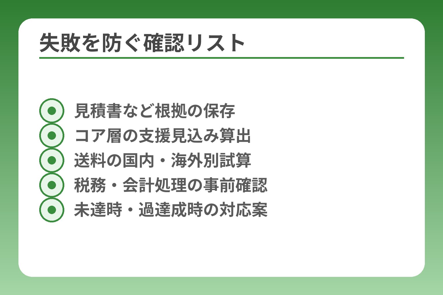失敗を防ぐ確認リスト
