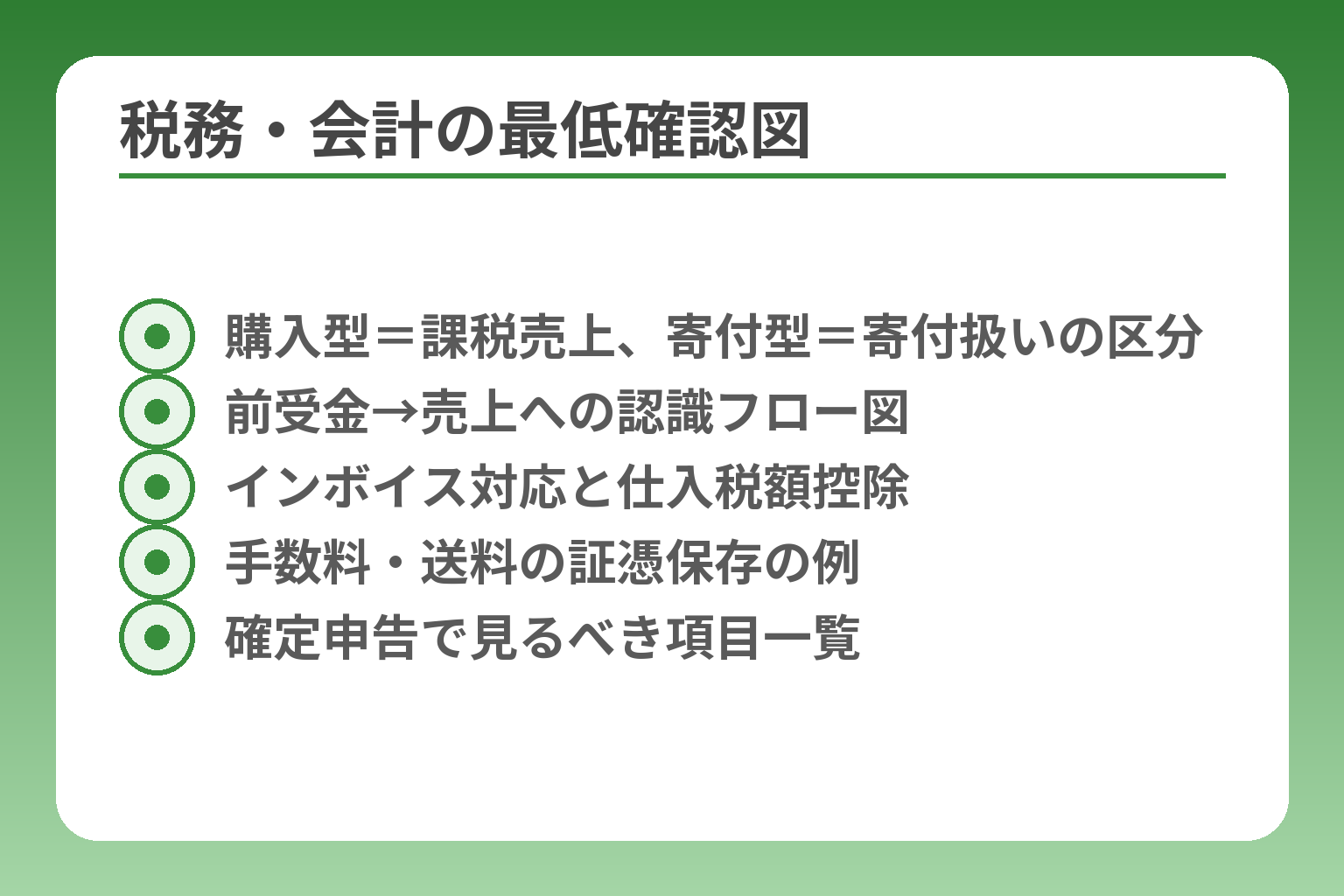 税務・会計の最低確認図