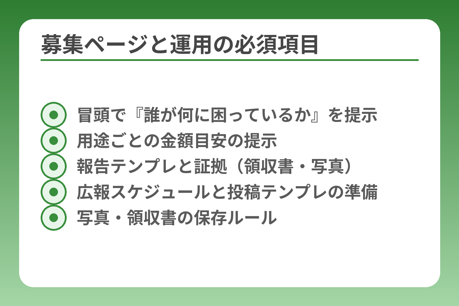 募集ページと運用の必須項目