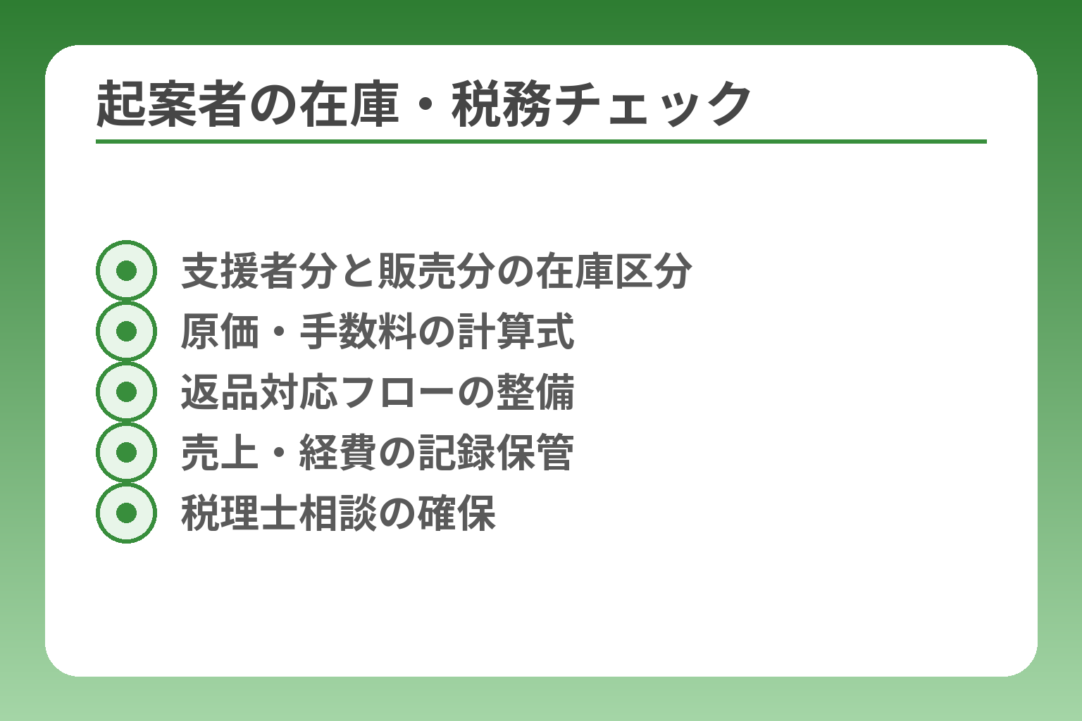 起案者の在庫・税務チェック