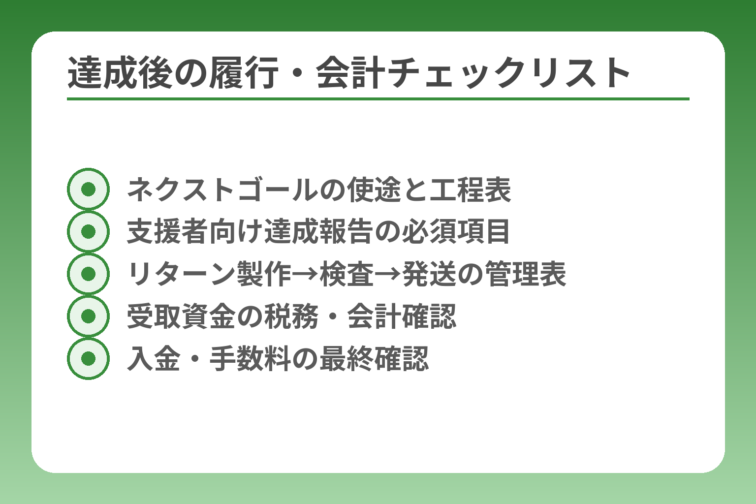 達成後の履行・会計チェックリスト