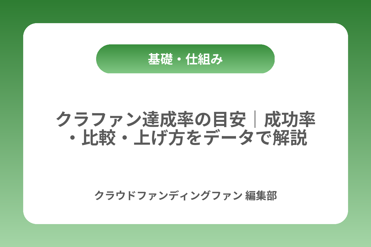 クラファン達成率の目安｜成功率・比較・上げ方をデータで解説 カバー画像