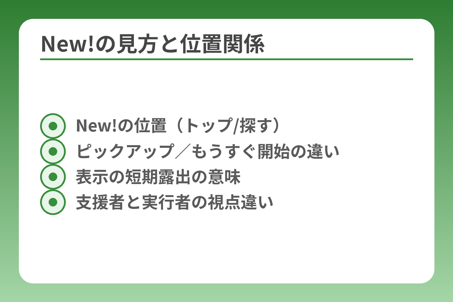 New!の見方と位置関係