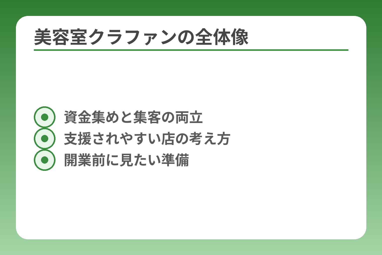 美容室クラファンの全体像