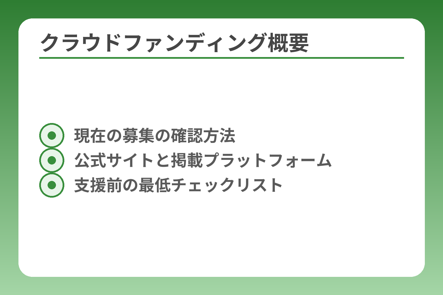 クラウドファンディング概要