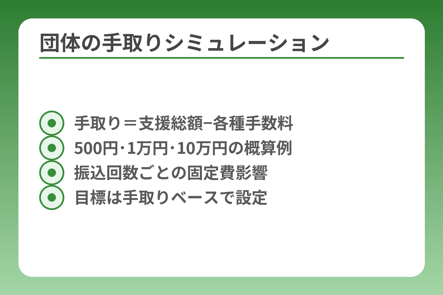 団体の手取りシミュレーション