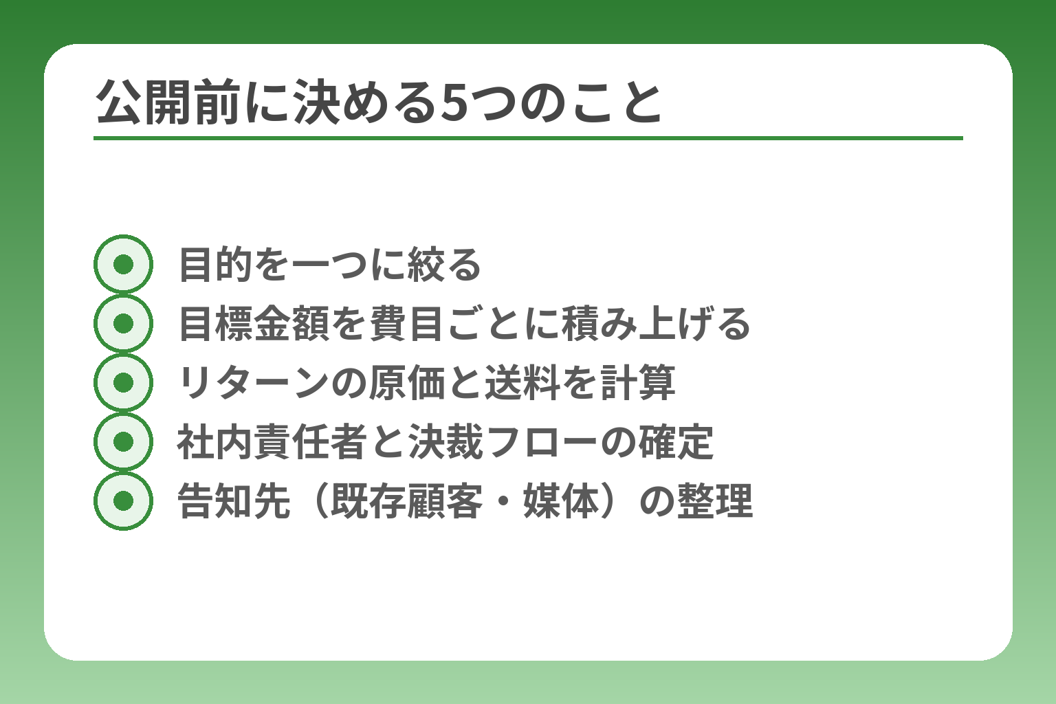 公開前に決める5つのこと