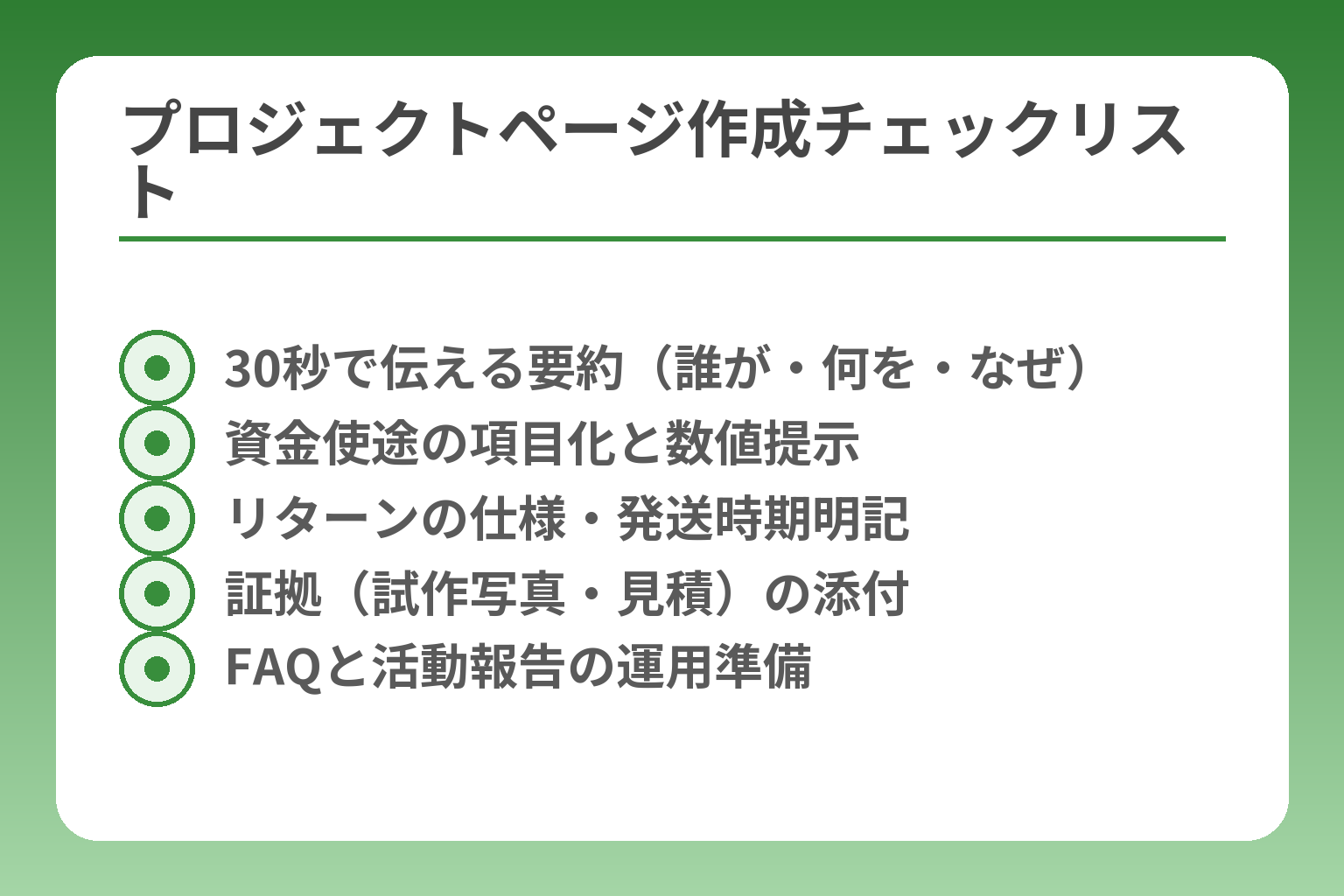 プロジェクトページ作成チェックリスト
