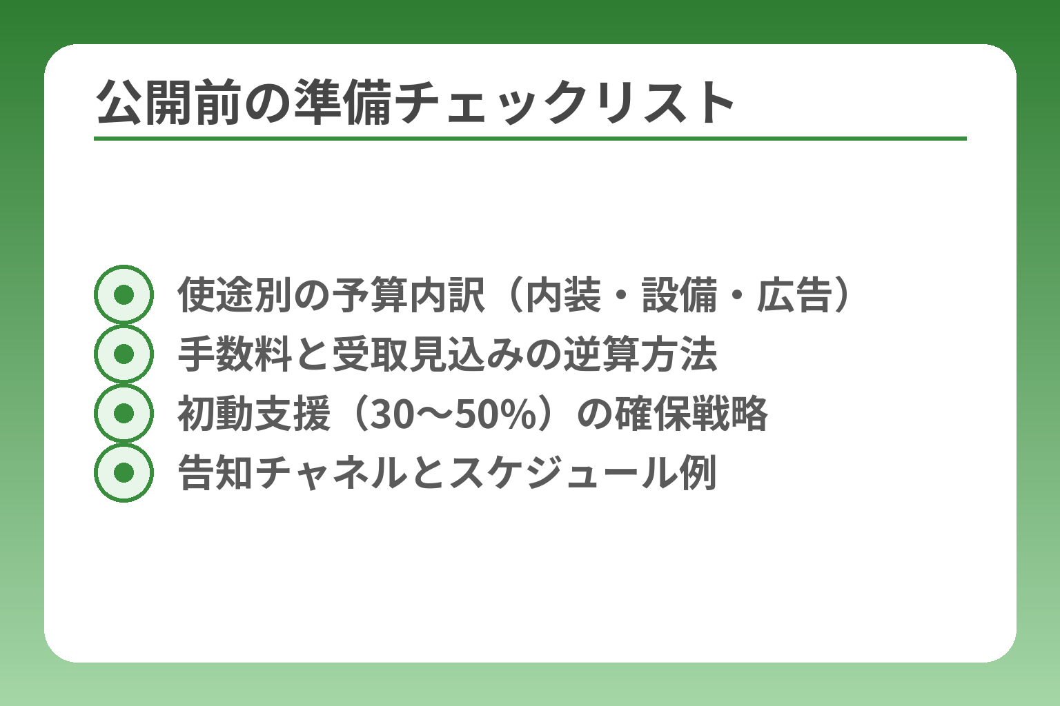公開前の準備チェックリスト