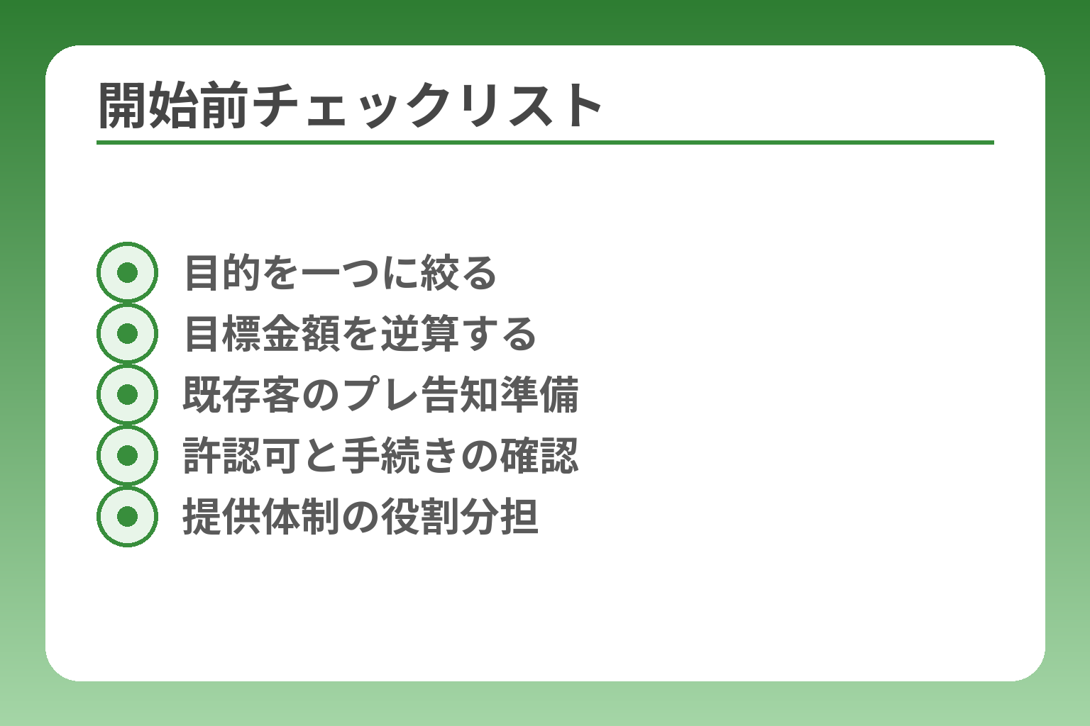 開始前チェックリスト