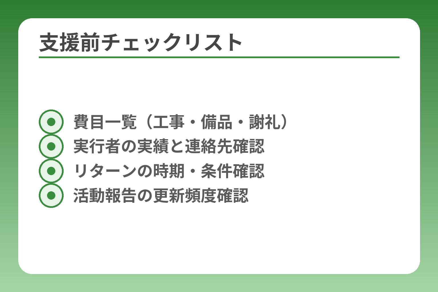 支援前チェックリスト