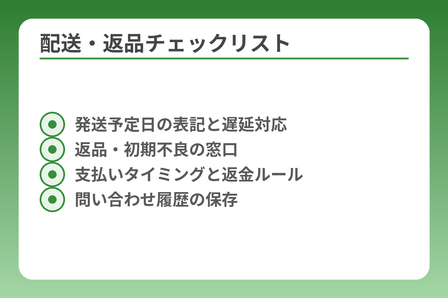 配送・返品チェックリスト