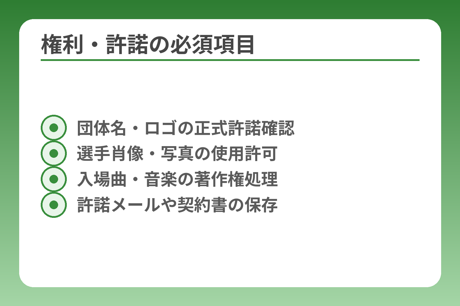 権利・許諾の必須項目