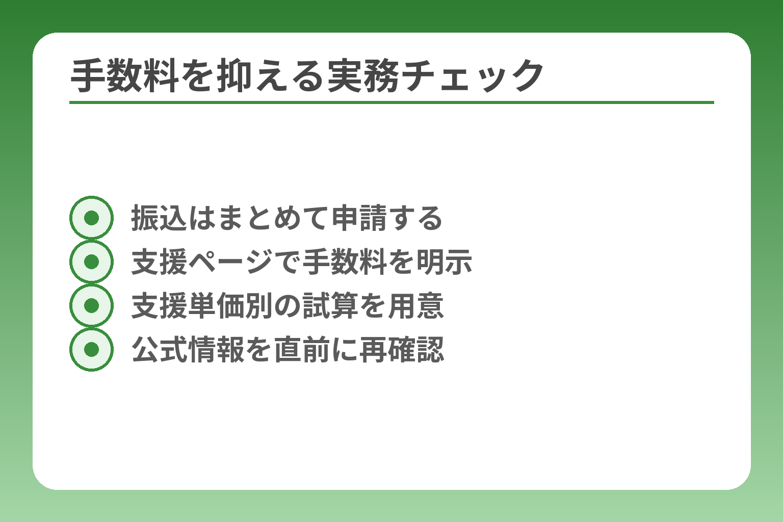手数料を抑える実務チェック
