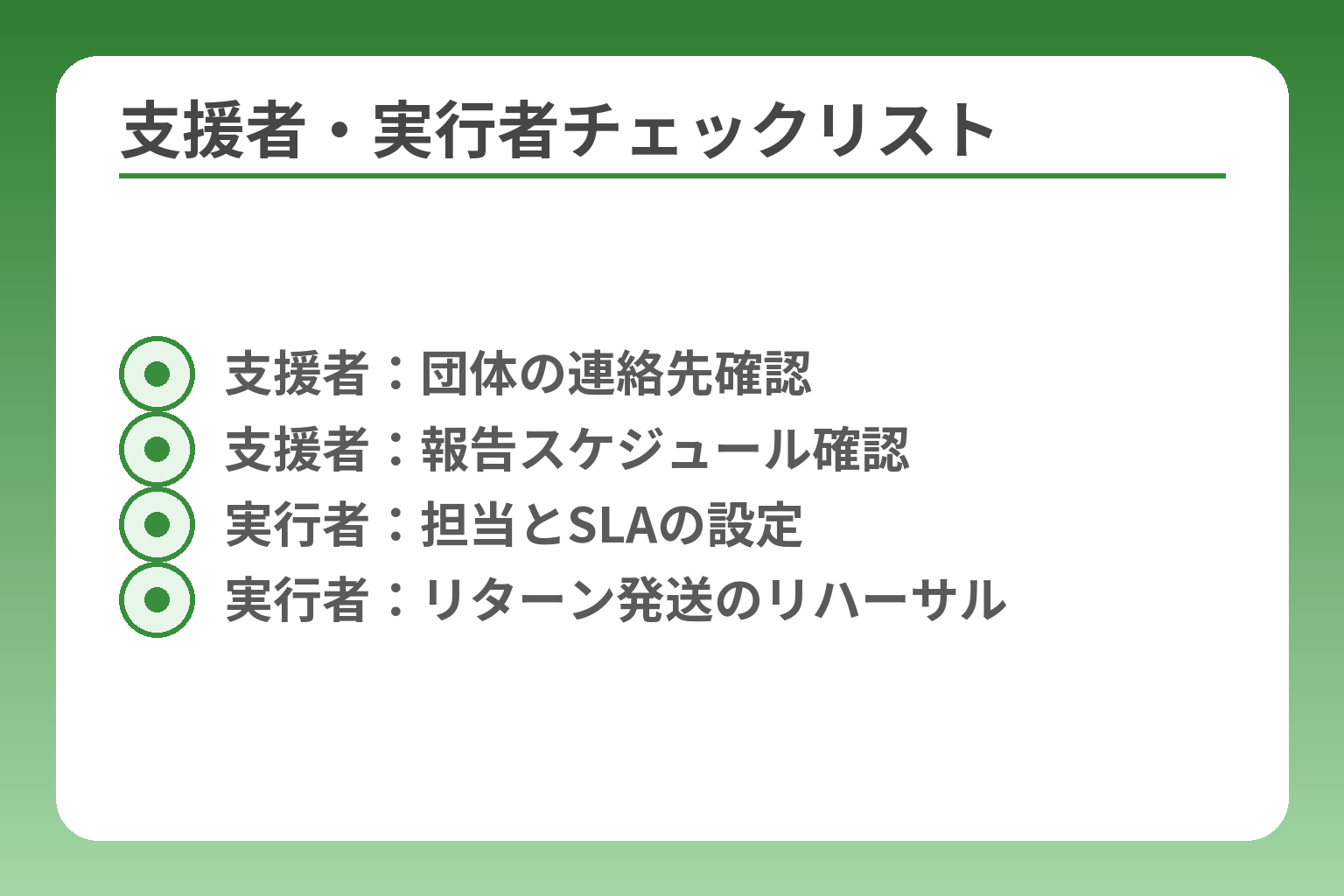 支援者・実行者チェックリスト