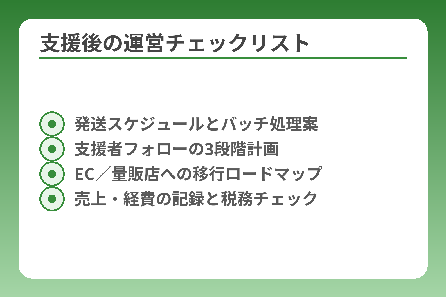 支援後の運営チェックリスト