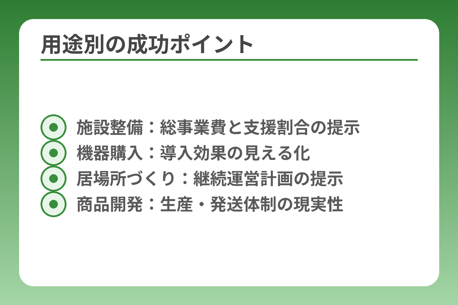 用途別の成功ポイント