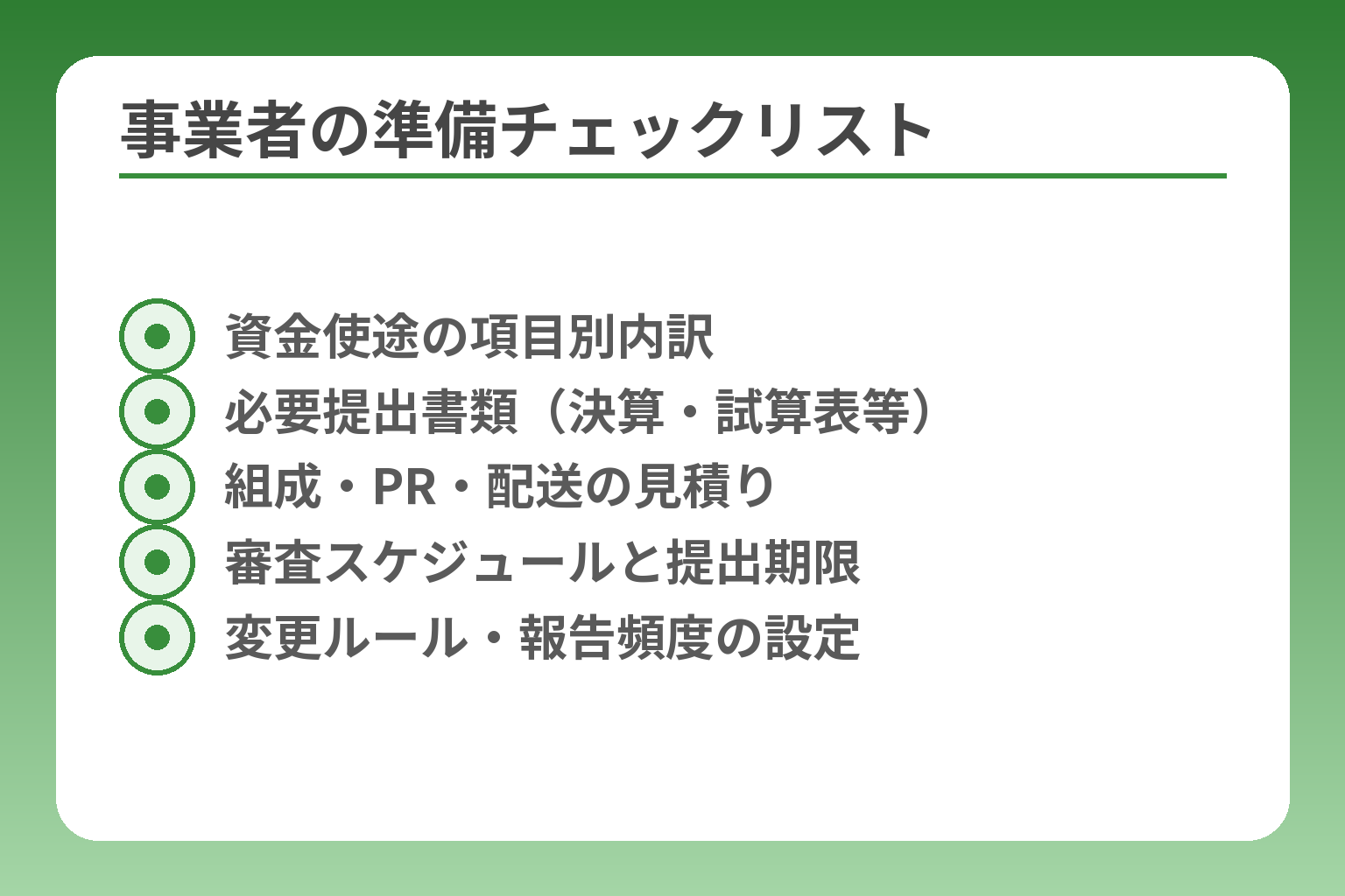 事業者の準備チェックリスト