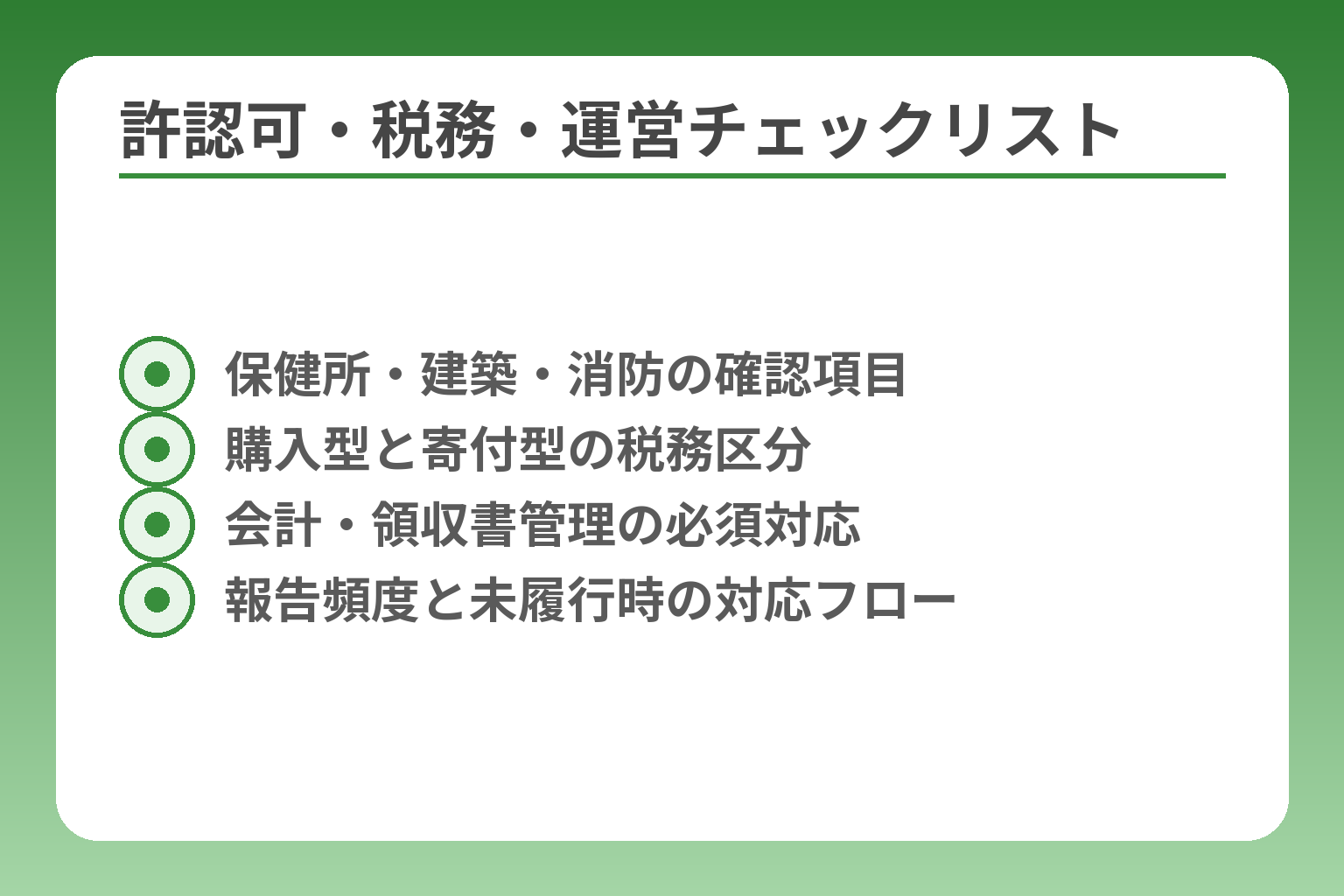 許認可・税務・運営チェックリスト