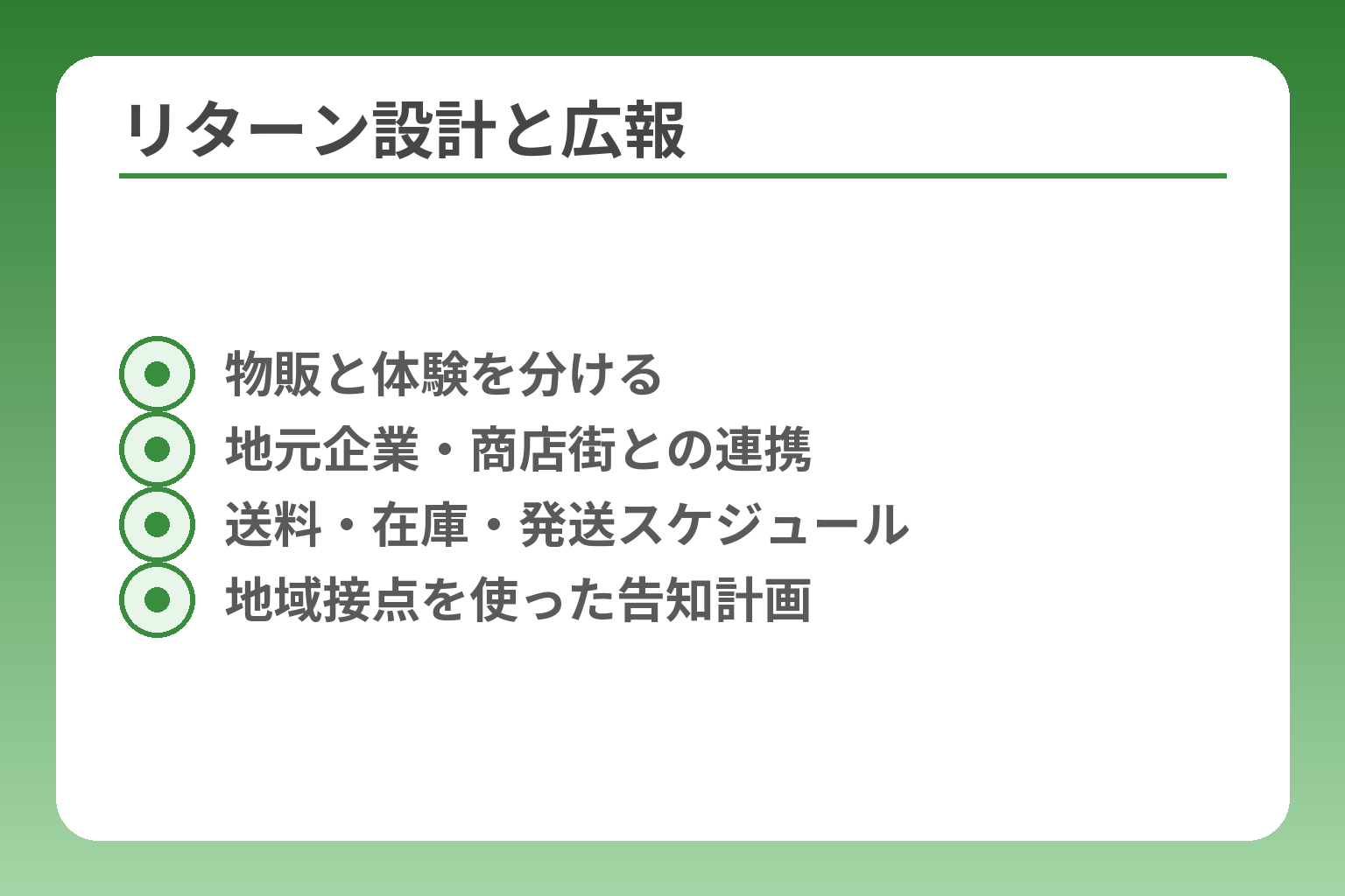 リターン設計と広報
