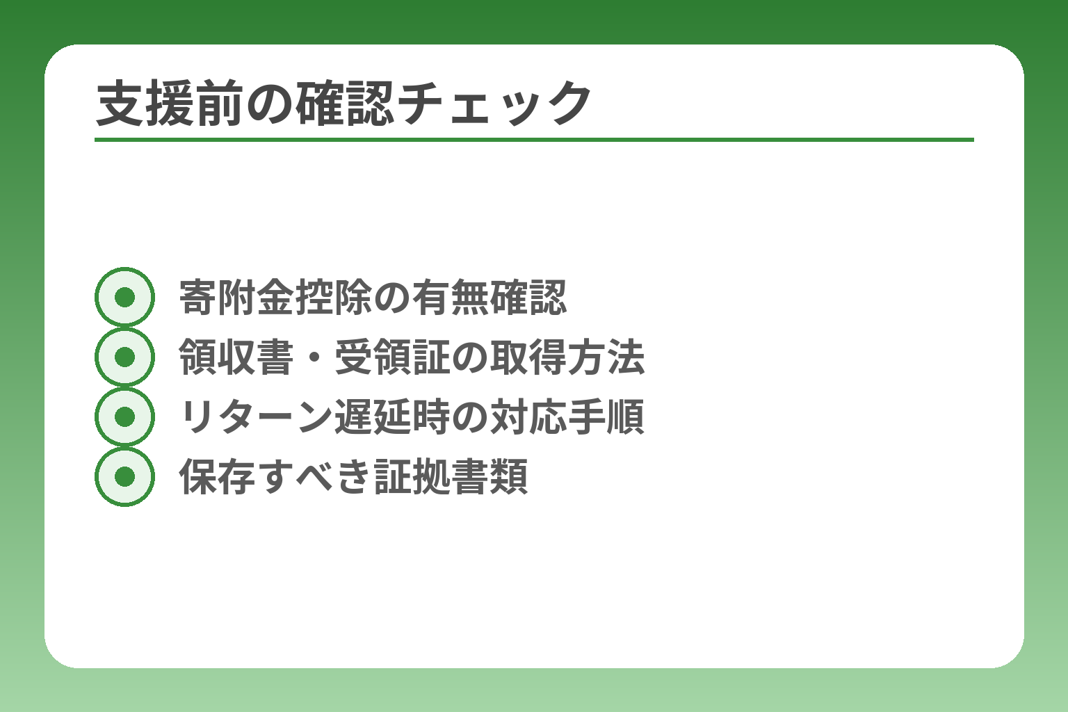 支援前の確認チェック